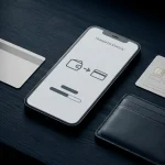 A phone showing a generic cashout progress path beside an identification card and payment card on a dark desk
